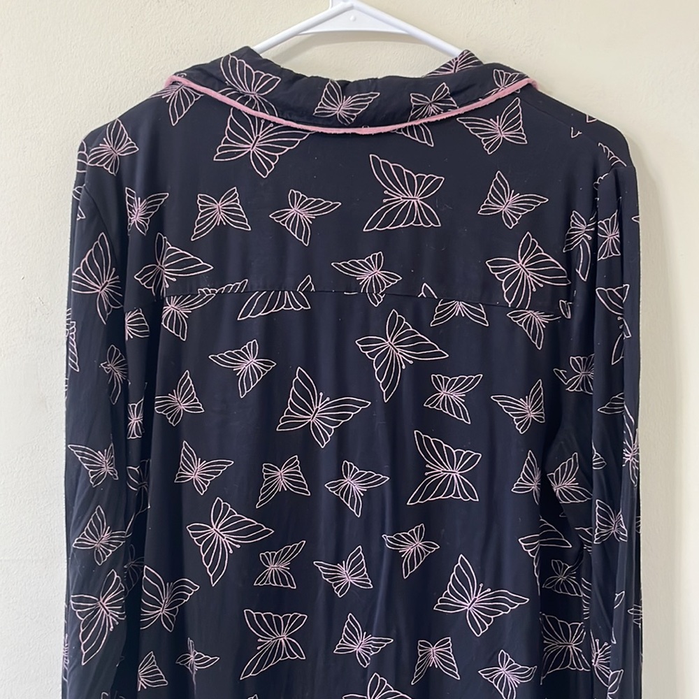 Soma Cool Nights Long Sleeve Grosgrain Trim Notch Collar Pajama Top Size Large - Picture 9 of 10